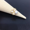 Freshwater Pearl Ring Light Luxury Cat's Eye Stone Clover Design Copper Material Round Shape Women's Jewelry