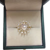 Freshwater Pearl Ring Light Luxury Zircon Sunflower Round Opening Copper Women's
