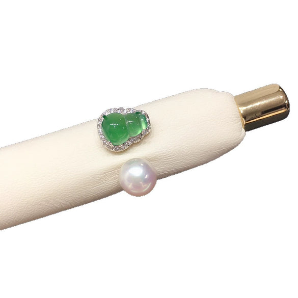 Freshwater Pearl Ring With Copper Natural Chalcedony Agate And Gourd Shape Fashion Style Jewelry