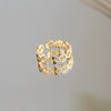 Freshwater Pearl Rose Flower Open Ring Real Gold Electroplated Metal Jewelry For Women