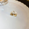 Freshwater Pearl Rose Flower Open Ring Real Gold Electroplated Metal Jewelry For Women