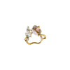 Freshwater Pearl Rose Flower Open Ring Real Gold Electroplated Metal Jewelry For Women