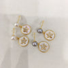 Freshwater Pearl Sea Shell Star Oblate Women's Earrings S925 Sterling Silver 18K Goldfilled