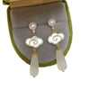Freshwater Pearl Sea Shells Chalcedony Earrings S925 Sterling Silver Oblate Shape For Women