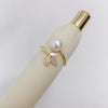 Freshwater Pearl Seashell Fritillaria Clover Ring Copper 18K Real Gold Electroplated Women's Fashion