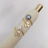 Freshwater Pearl Seashell Fritillaria Clover Ring Copper 18K Real Gold Electroplated Women's Fashion