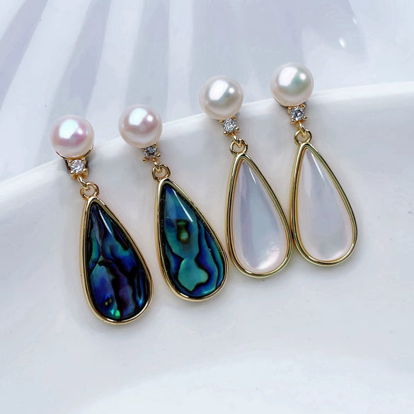 Freshwater Pearl Shell Elements Women's Earrings Light Luxury Trendy Jewelry