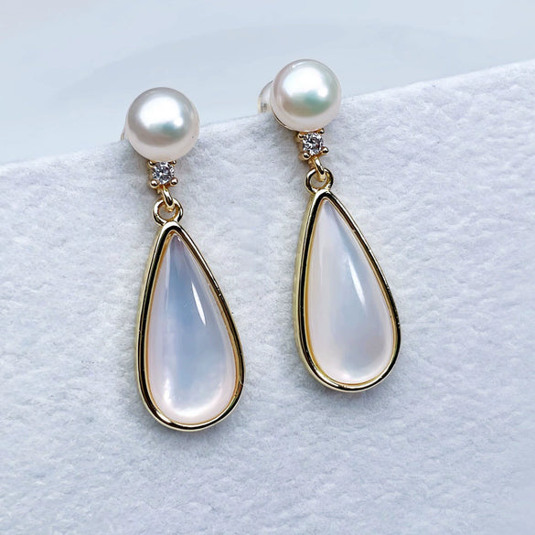 Freshwater Pearl Shell Elements Women's Earrings Light Luxury Trendy Jewelry