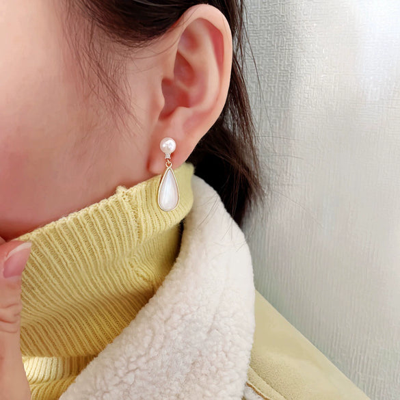 Freshwater Pearl Shell Elements Women's Earrings Light Luxury Trendy Jewelry