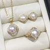 Freshwater Pearl Square Pendant Earrings Ring Set Jewelry