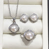 Freshwater Pearl Square Pendant Earrings Ring Set Jewelry