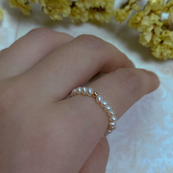 Freshwater Pearl Stacked Ring Copper Accessories Minimalist Style Flat Round And Rose Buns Round Shape