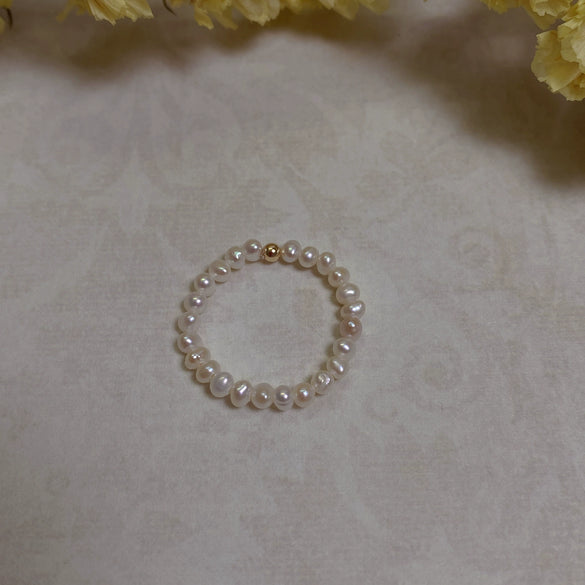 Freshwater Pearl Stacked Ring Copper Accessories Minimalist Style Flat Round And Rose Buns Round Shape