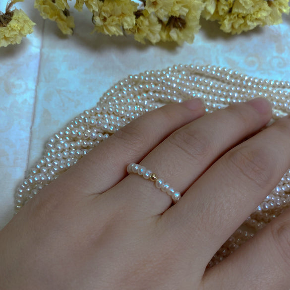Freshwater Pearl Stacked Ring Copper Accessories Minimalist Style Flat Round And Rose Buns Round Shape