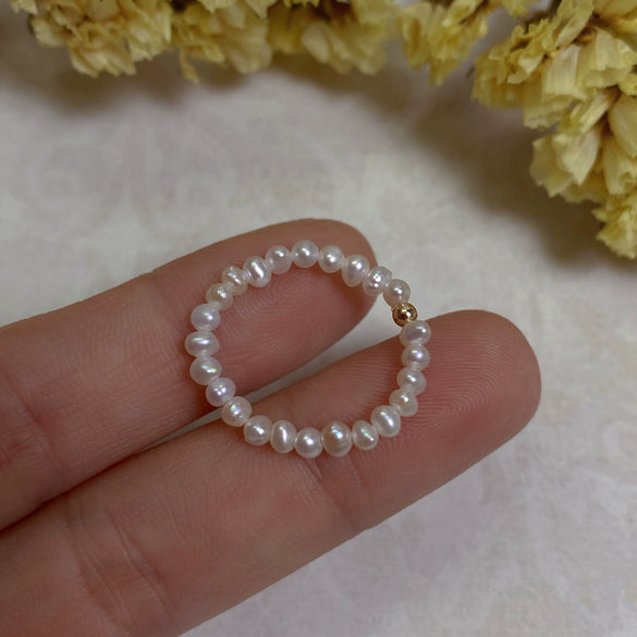 Freshwater Pearl Stacked Ring Copper Accessories Minimalist Style Flat Round And Rose Buns Round Shape