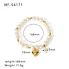 Freshwater Pearl Stitching Steel Ball Titanium Steel Women's Bracelet With Peach Heart Stainless Steel Pendant And 18K Furnace Vacuum Plating