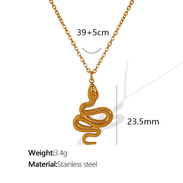 Freshwater Pearl Titanium Steel 18K Gold Plated Vintage Style French Style Modern Style Snake Pendant Necklace