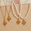 Freshwater Pearl Titanium Steel 18K Gold Plated Vintage Style French Style Modern Style Snake Pendant Necklace