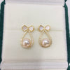 Freshwater Pearl Women's Earring Sweet Bow Design 18K Goldfilled And S925 Sterling Silver Oblate And Round Shape