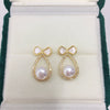 Freshwater Pearl Women's Earring Sweet Bow Design 18K Goldfilled And S925 Sterling Silver Oblate And Round Shape