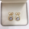 Freshwater Pearl Women's Earring Sweet Bow Design 18K Goldfilled And S925 Sterling Silver Oblate And Round Shape