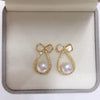 Freshwater Pearl Women's Earring Sweet Bow Design 18K Goldfilled And S925 Sterling Silver Oblate And Round Shape
