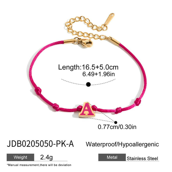 Friendship Bracelet Stainless Steel Red String Braided Oil Dripping Letters Electroplated Jewelry For Women