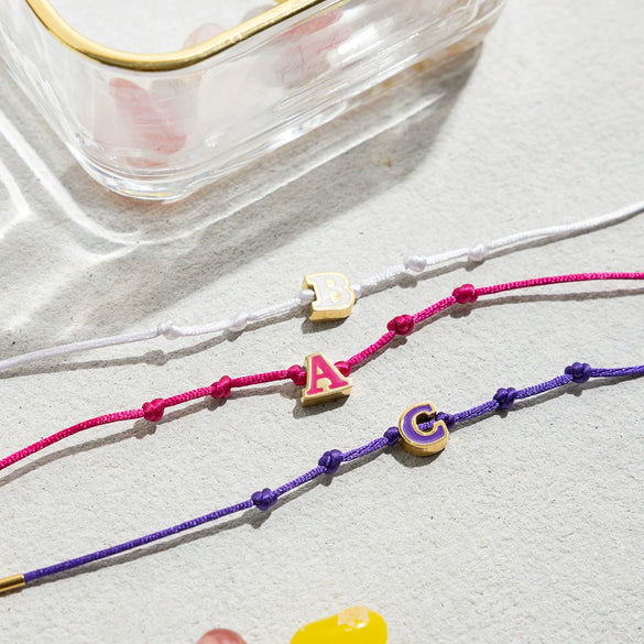 Friendship Bracelet Stainless Steel Red String Braided Oil Dripping Letters Electroplated Jewelry For Women