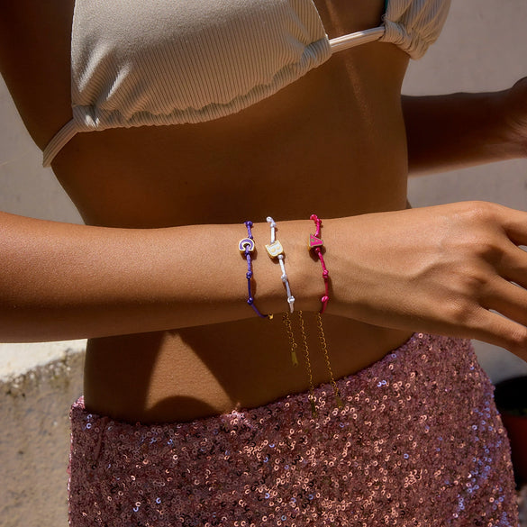 Friendship Bracelet Stainless Steel Red String Braided Oil Dripping Letters Electroplated Jewelry For Women