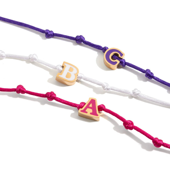 Friendship Bracelet Stainless Steel Red String Braided Oil Dripping Letters Electroplated Jewelry For Women