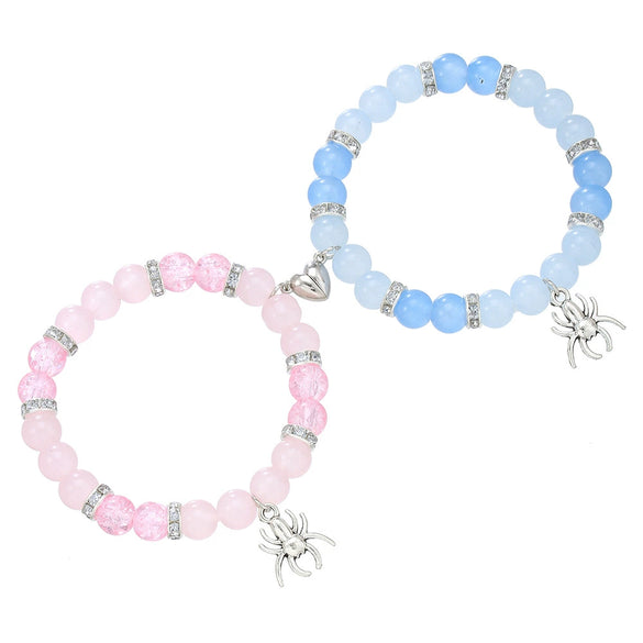Friendship Spider Love Magnetic Cat Beaded Elastic Adjustable Bracelet Stone Magnet Buckle Geometric Handmade