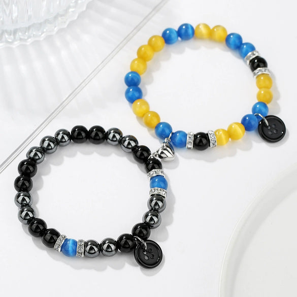 Friendship Spider Love Magnetic Cat Beaded Elastic Adjustable Bracelet Stone Magnet Buckle Geometric Handmade