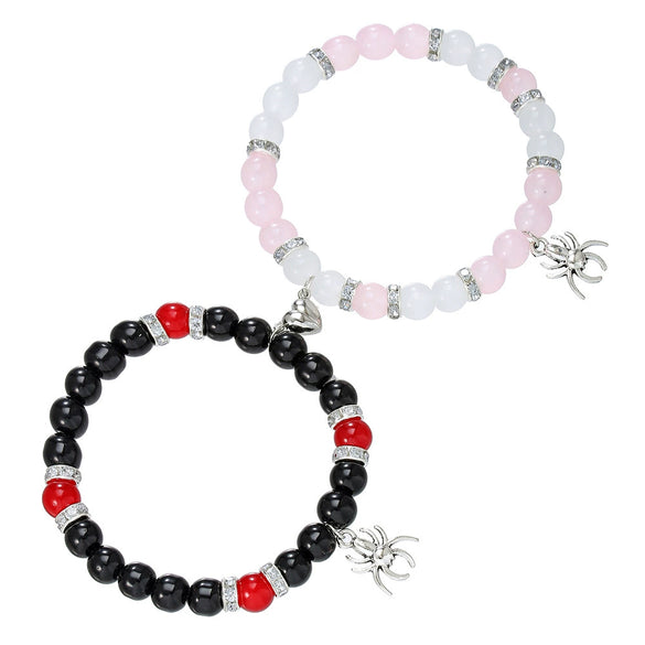 Friendship Spider Love Magnetic Cat Beaded Elastic Adjustable Bracelet Stone Magnet Buckle Geometric Handmade