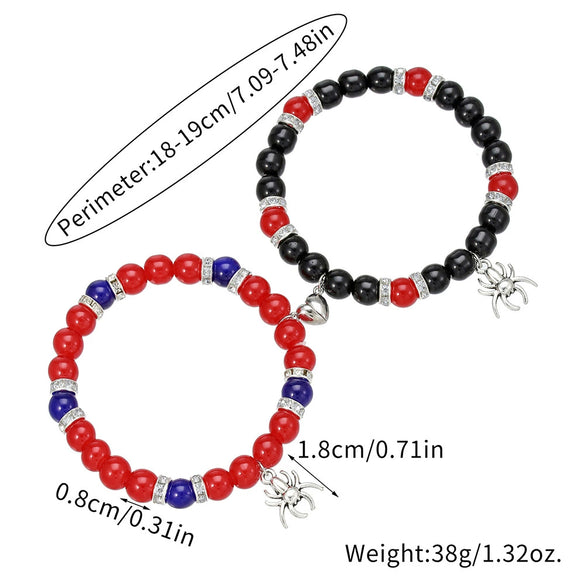 Friendship Spider Love Magnetic Cat Beaded Elastic Adjustable Bracelet Stone Magnet Buckle Geometric Handmade