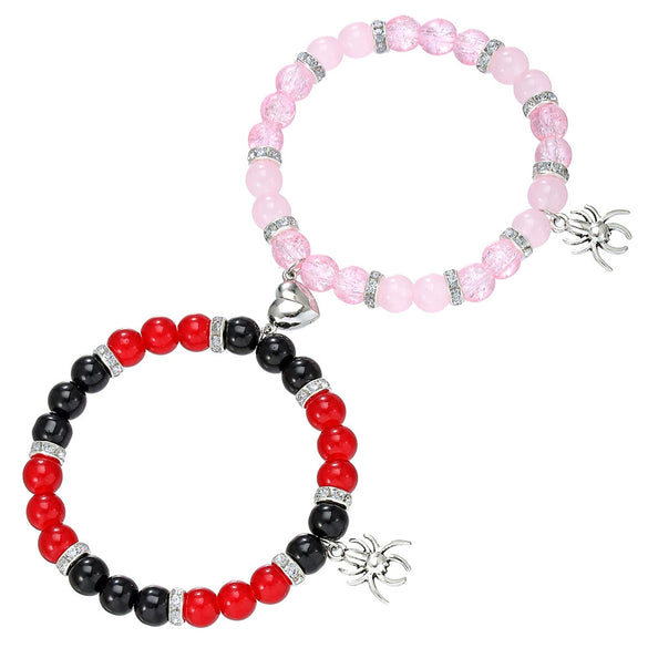 Friendship Spider Love Magnetic Cat Beaded Elastic Adjustable Bracelet Stone Magnet Buckle Geometric Handmade