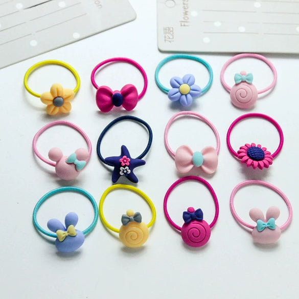 Frosted Cartoon Baby Rubber Band Hair Band Headed Flower Children's Headwear Tie Rope Little Girl Hair Rope Girl