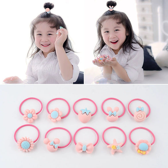 Frosted Cartoon Baby Rubber Band Hair Band Headed Flower Children's Headwear Tie Rope Little Girl Hair Rope Girl