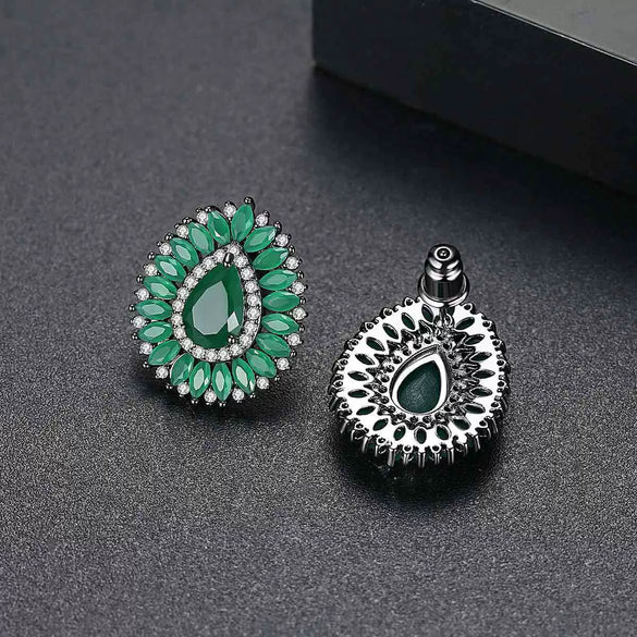 Frosted Copper Drop Earrings With Blue Zircon Electroplated Geometric Fashion Jewelry For Women