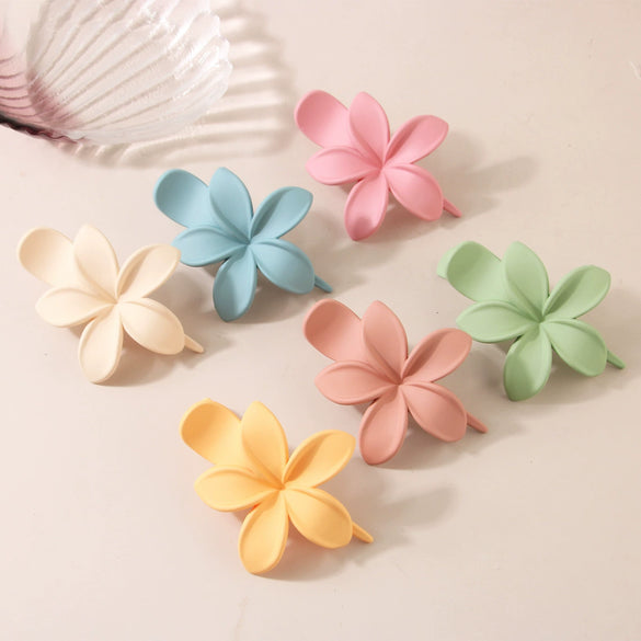 Frosted Flower Duckbill Hair Clip For Women Baked Enamel Plant Flower Style