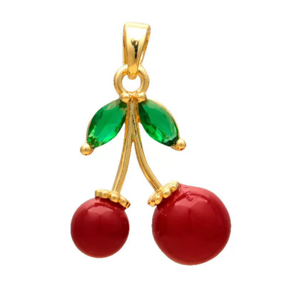 Fruit Cherry Strawberry Pendant Copper Micro Inlaid Zircon Electroplated Pendant For Bracelet Neckchain