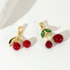 Fruit Cherry Strawberry Pendant Copper Micro Inlaid Zircon Electroplated Pendant For Bracelet Neckchain