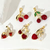Fruit Cherry Strawberry Pendant Copper Micro Inlaid Zircon Electroplated Pendant For Bracelet Neckchain