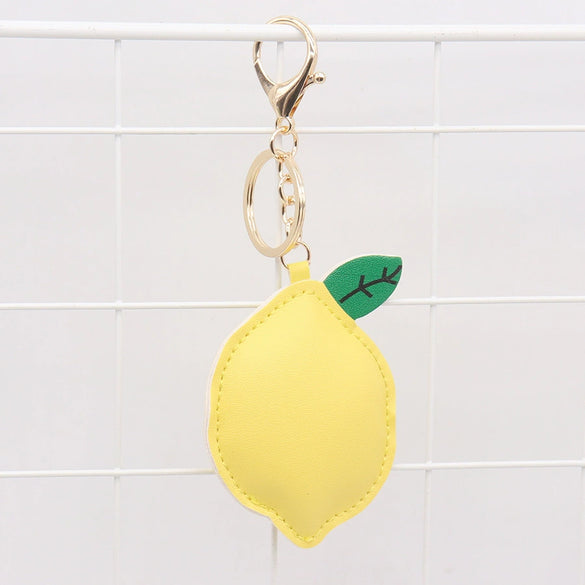 Fruit Lemon Shape Leather Women's Bag Pendant Jewelry Key Chain Accessories