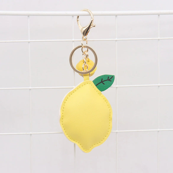 Fruit Lemon Shape Leather Women's Bag Pendant Jewelry Key Chain Accessories