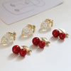Fruit Pendant Jewelry Earrings Handmade Electroplated Strawberry Red Cherry White Translucent