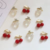 Fruit Pendant Jewelry Earrings Handmade Electroplated Strawberry Red Cherry White Translucent