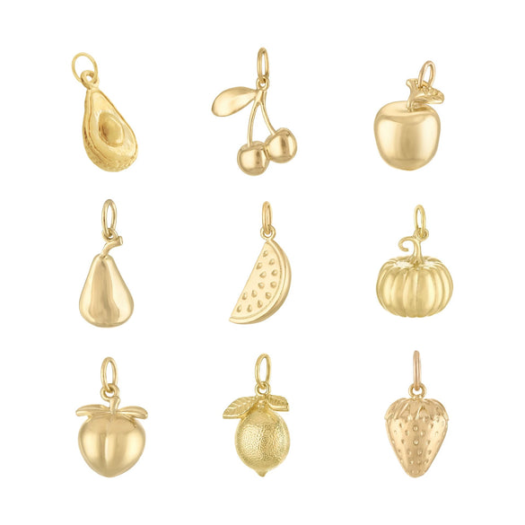 Fruit Pendant Stainless Steel Peach Strawberry Apple Furnace Vacuum Plated 18K Gold Color Diy Small Pendant
