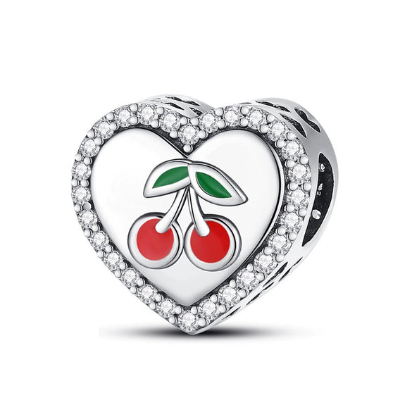 Fruit Series Avocado Cherry Pendant Diy Bead Bracelet White Copper Silver Plated Dripping Oil