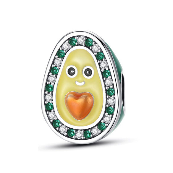 Fruit Series Avocado Cherry Pendant Diy Bead Bracelet White Copper Silver Plated Dripping Oil