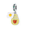 Fruit Series Avocado Cherry Pendant Diy Bead Bracelet White Copper Silver Plated Dripping Oil